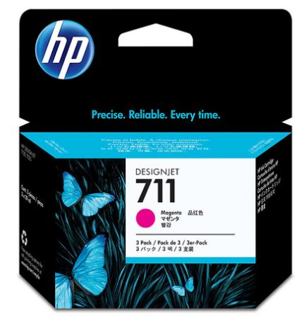 HP #711 29ml Magenta Ink Cartridge 3 Pack CZ135A