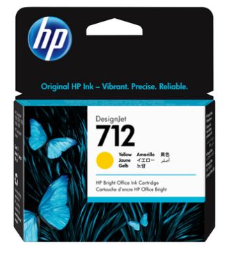 HP #712 29ml Yellow Ink Cartridge 3ED69A